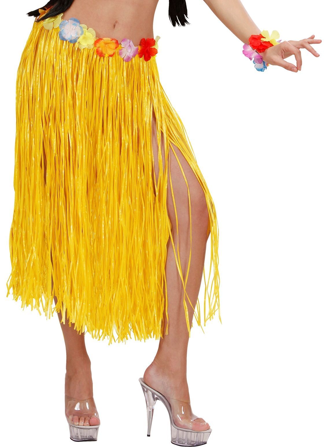 Gele Hawaii Midi Rok met Bloemen