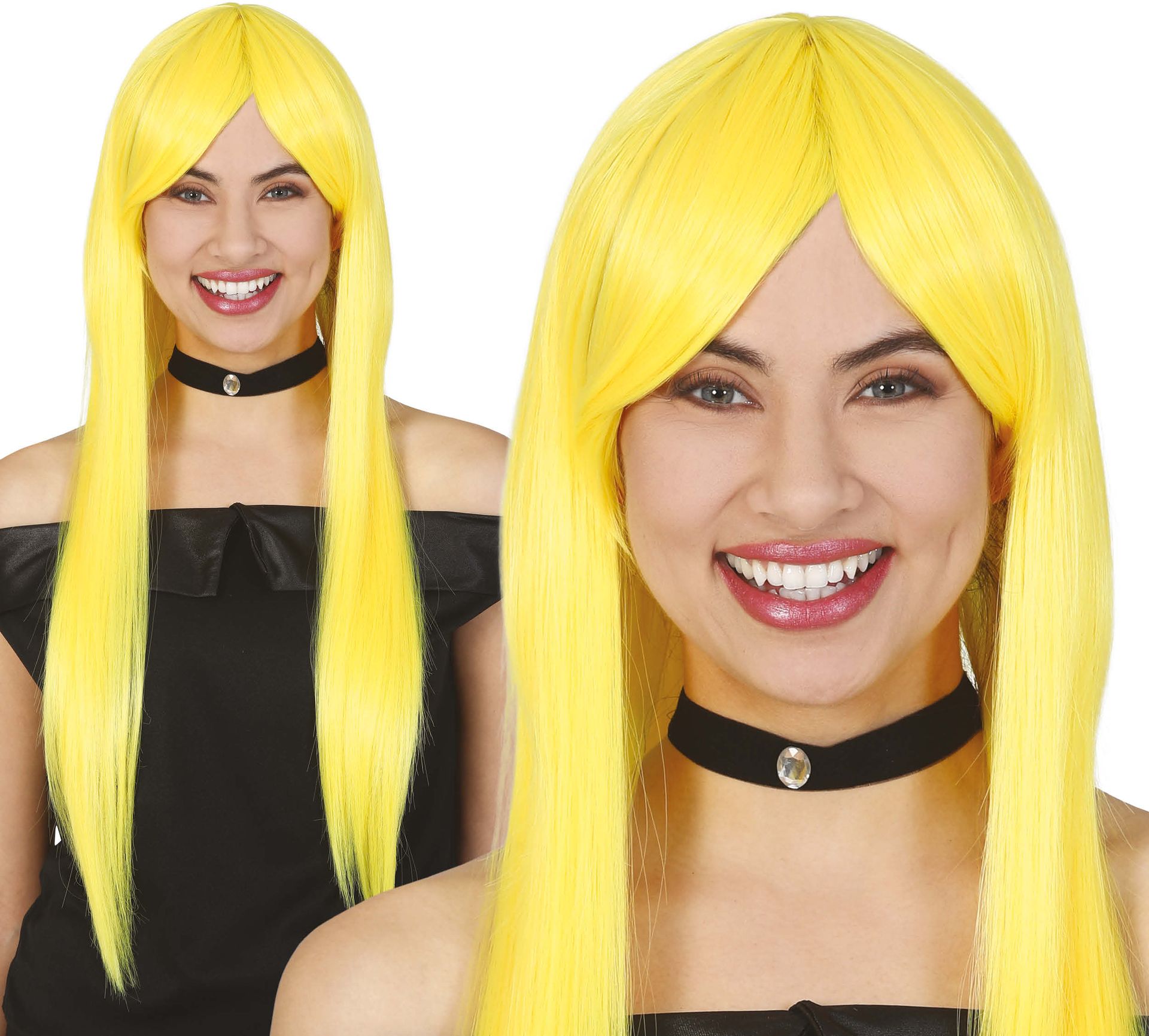 Gele Pruik Lang Stijl Vrouwen