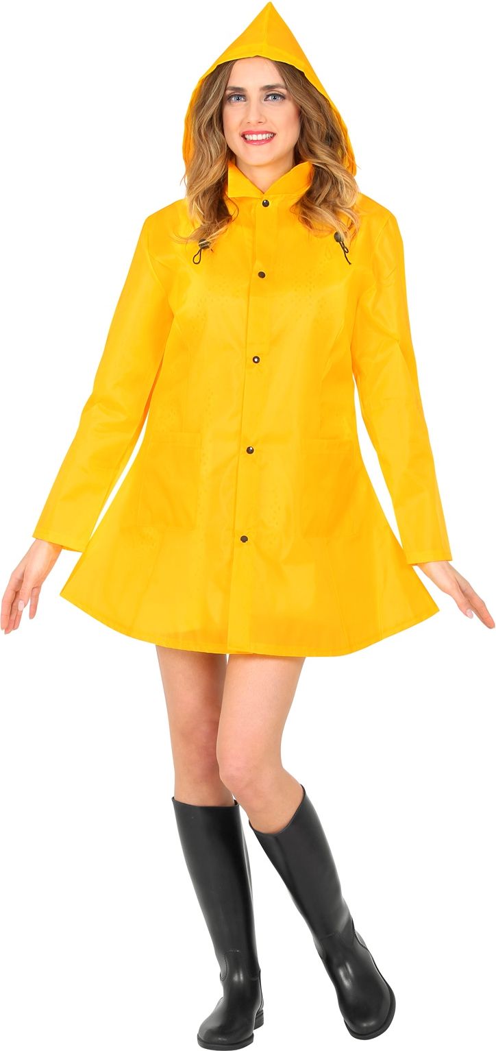Gele regenjas kostuum dames