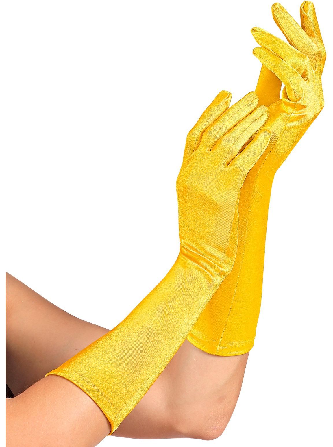 Gele Satijnen Middellange Handschoenen