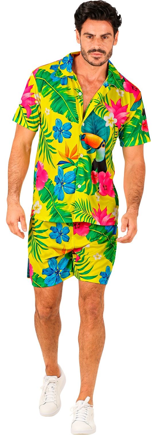Gele toekan hawaii summer suit heren