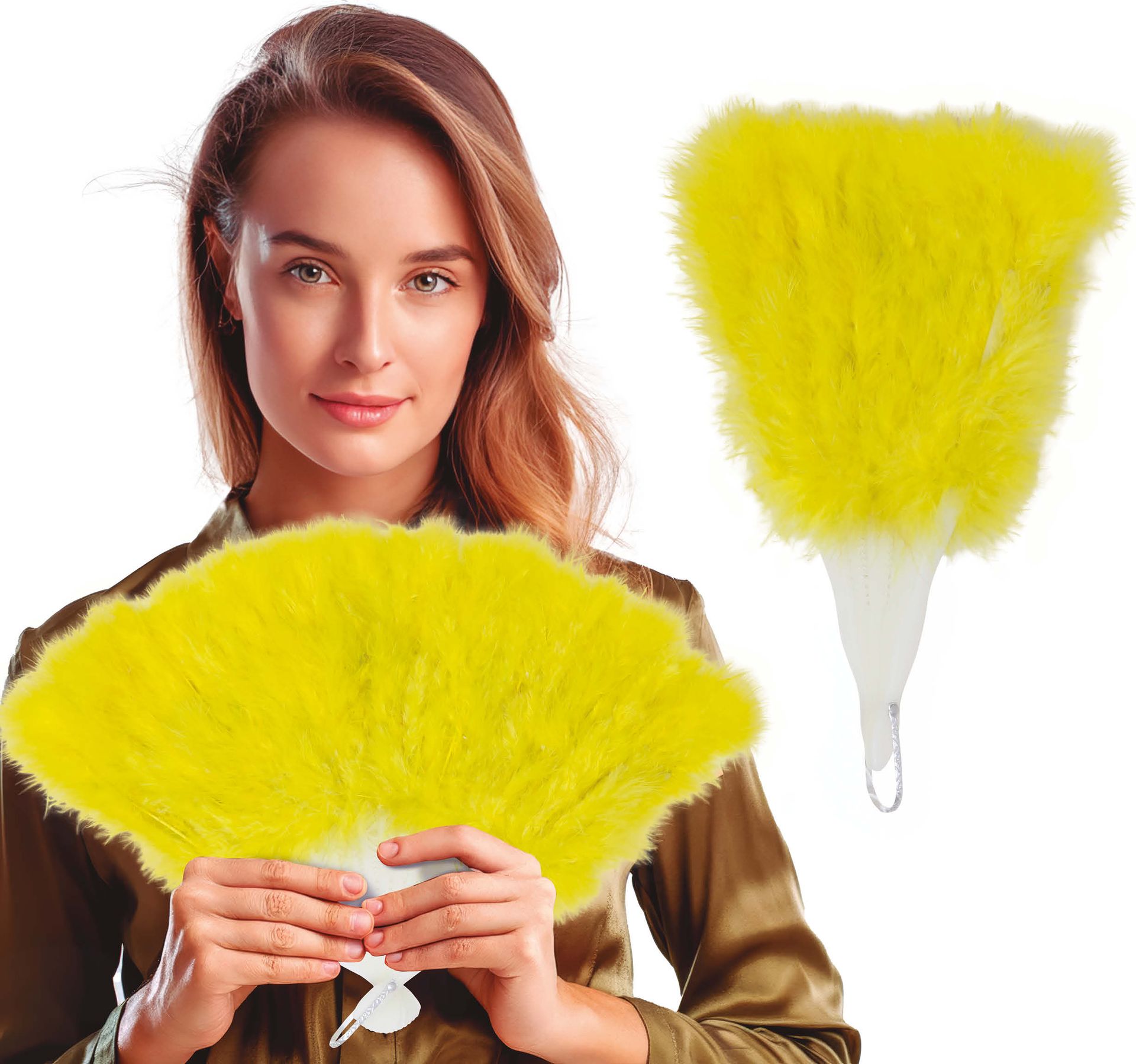 Gele Veren Handwaaier 20's