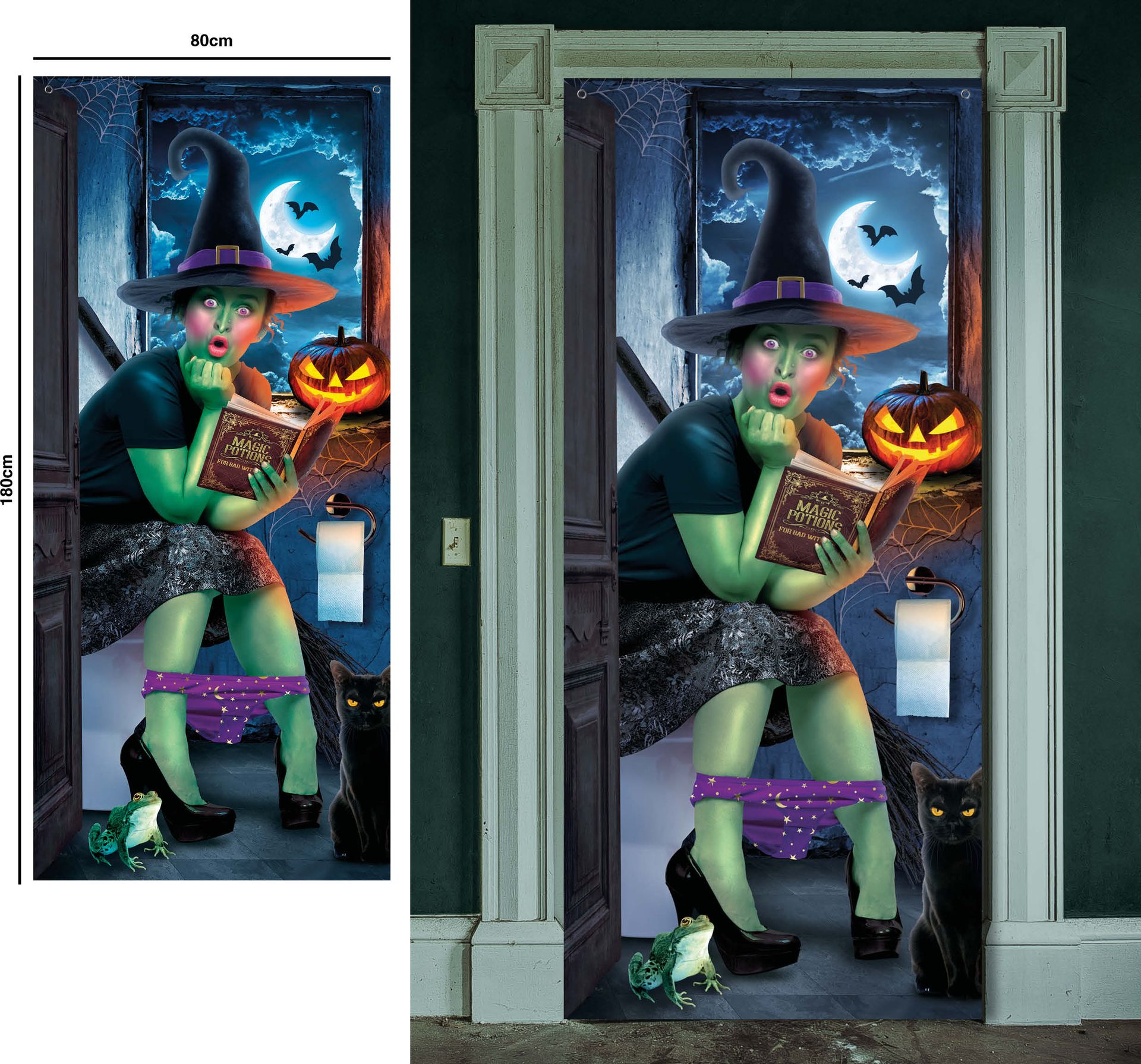 Geschrokken Heks Op Wc Deur Decoratie