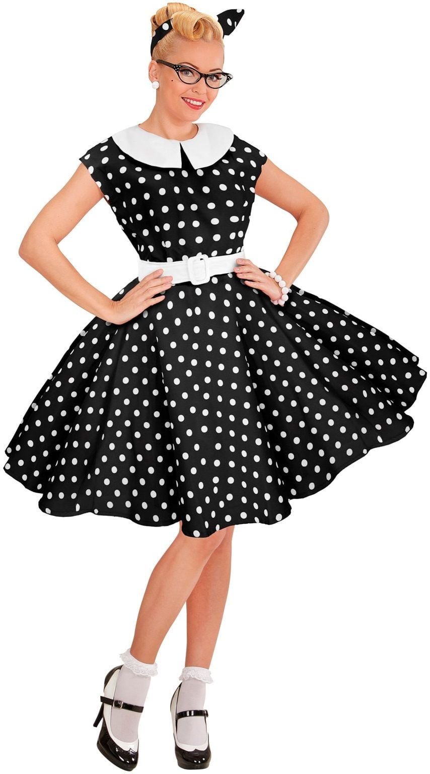 Gestipt Jurkje Zwart Wit Dames 50's