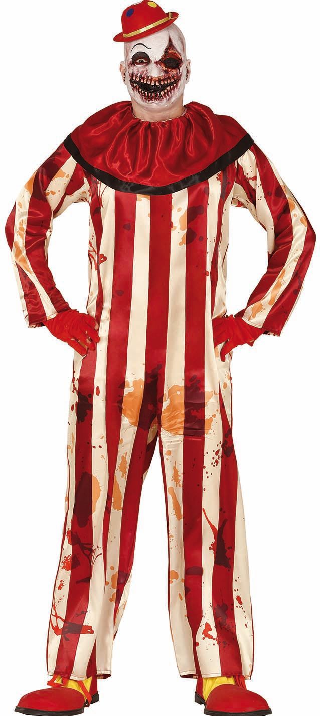 Gestreepte Horrorclown Kostuum Tiener 14-16 Jaar