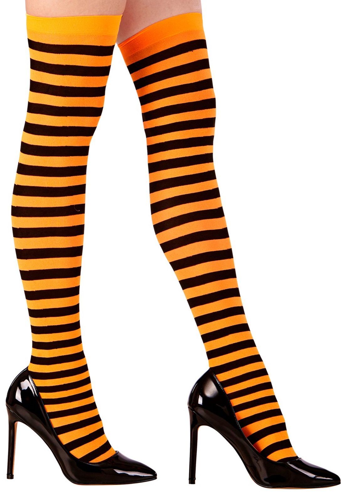 Gestreepte Kniekousen Dames Neon Oranje