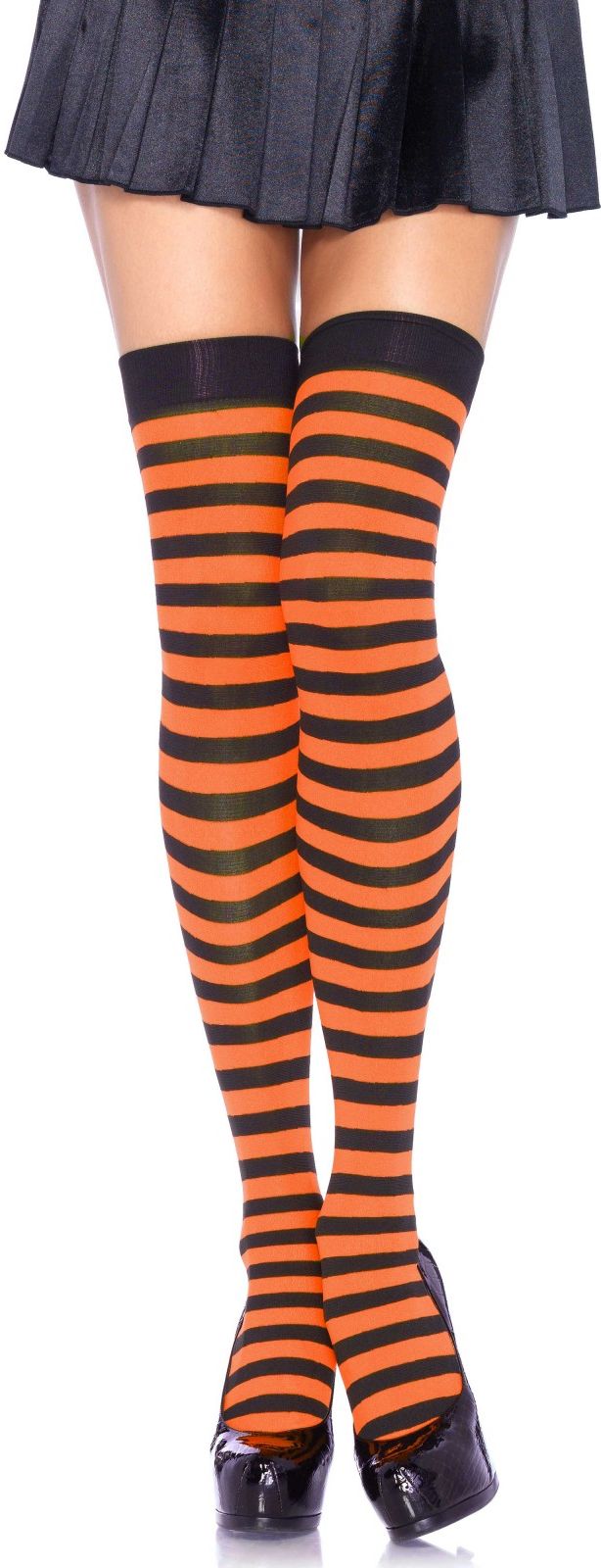 Gestreepte Kousen Zwart-Oranje