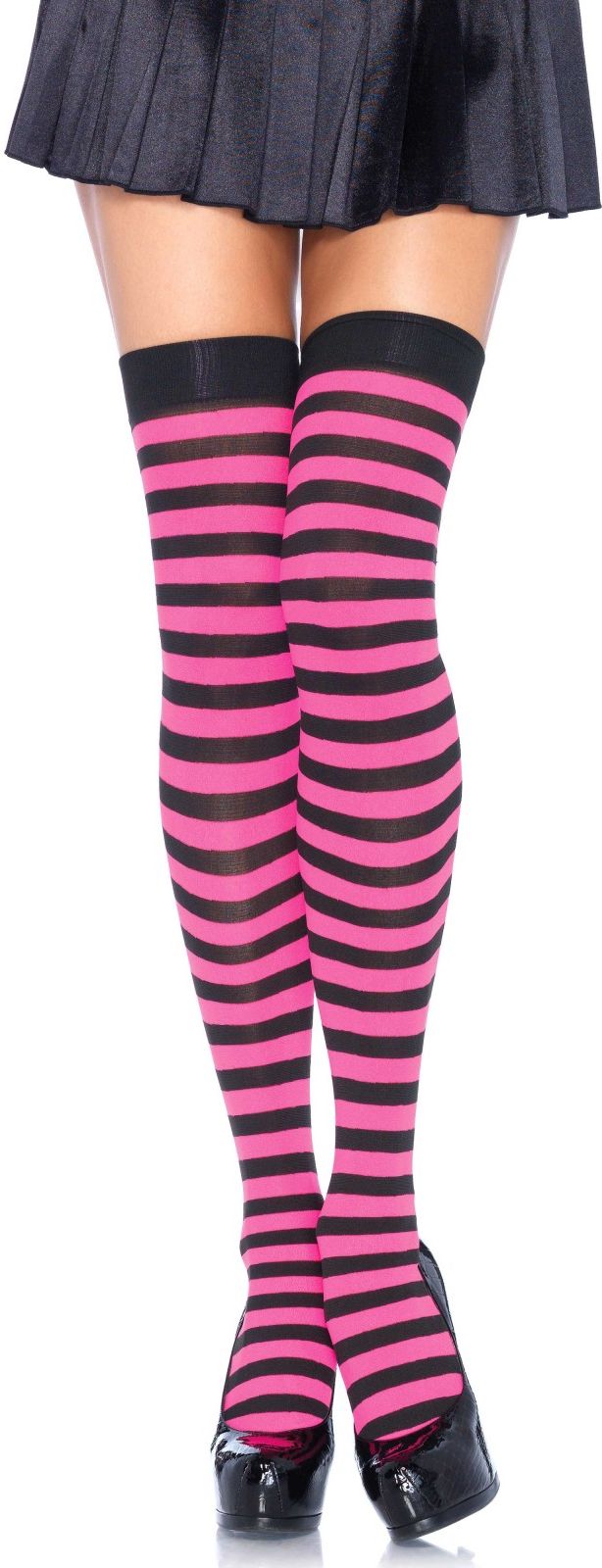 Gestreepte Kousen Zwart-Roze