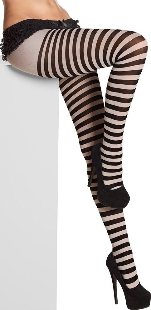 Gestreepte Panty Dames Zwart Wit