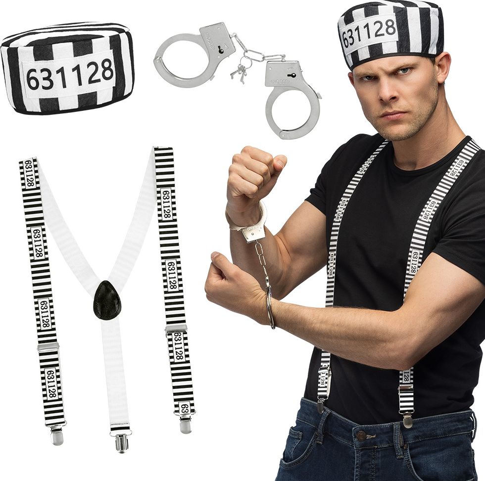 Gevangene Accessoireset Handboeien Bretels Hoedje