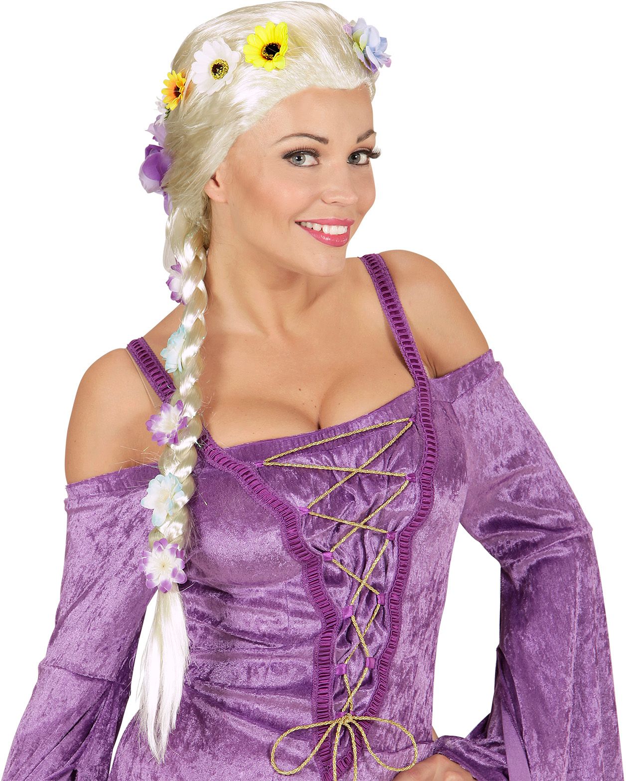 Gevlochten Pruik met Bloemen