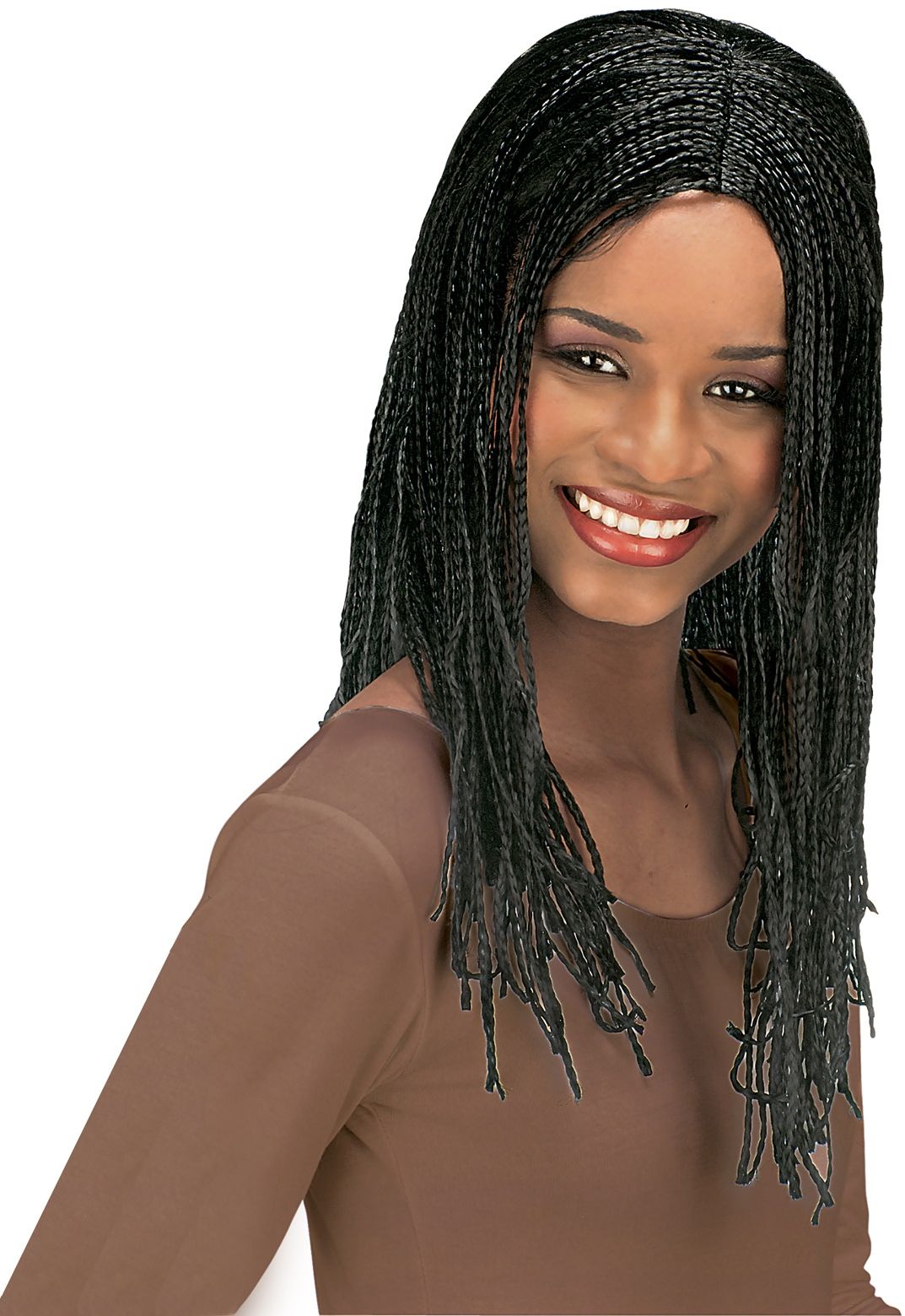 Gevlochten Zwarte Pruik