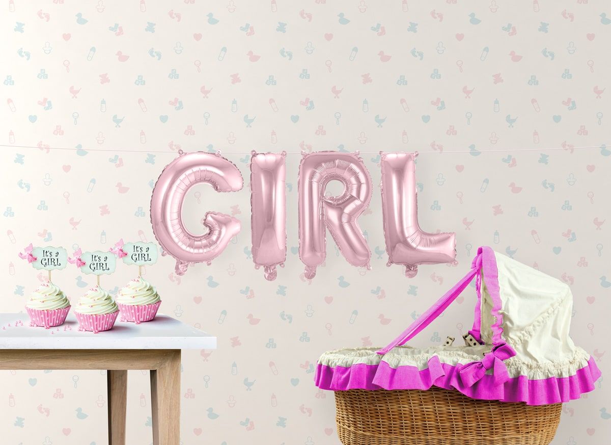 GIRL roze folieballon letters