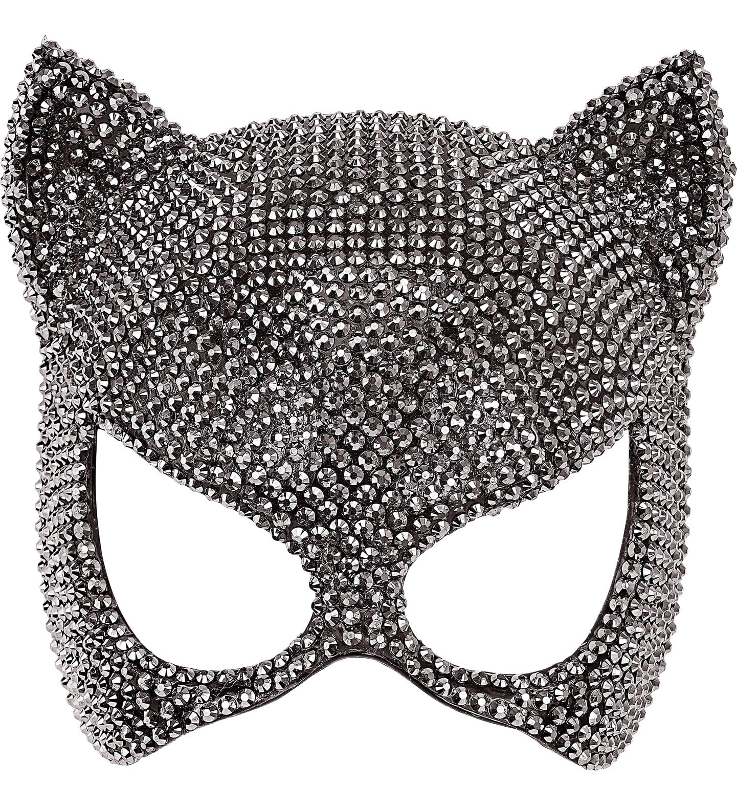 Glanzend Zilveren Oogmasker Kat met Studs