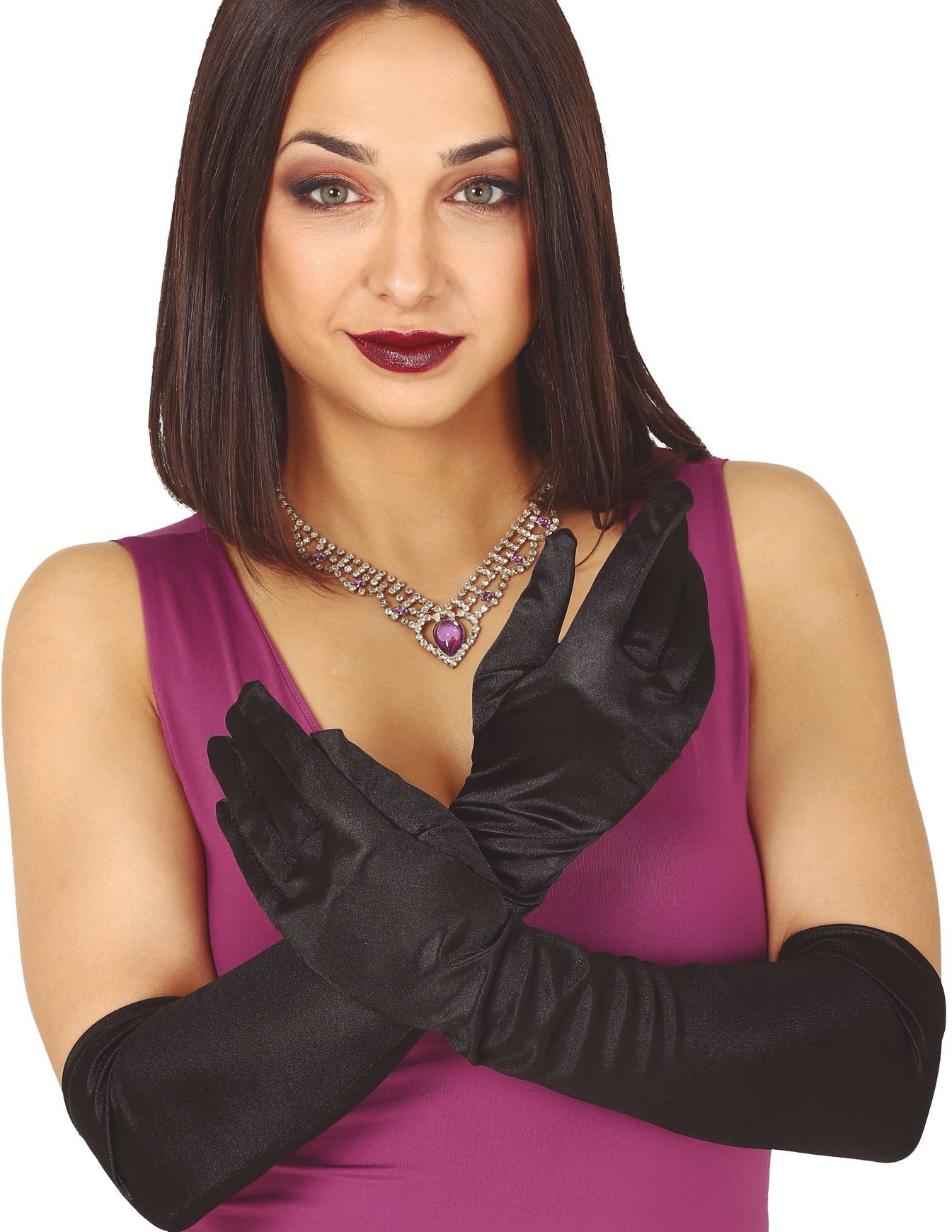 Glanzende gala handschoenen zwart