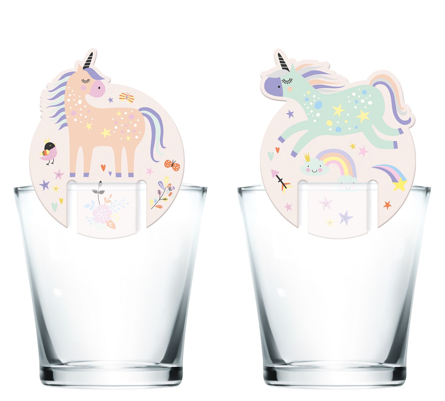 Glasmarkers Unicorns en Rainbows 6 stuks