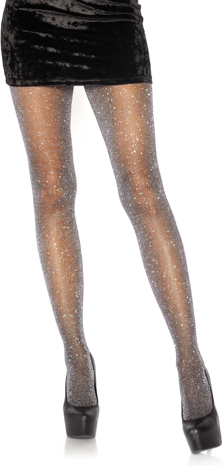 Glimmende Zwart Zilveren Panty