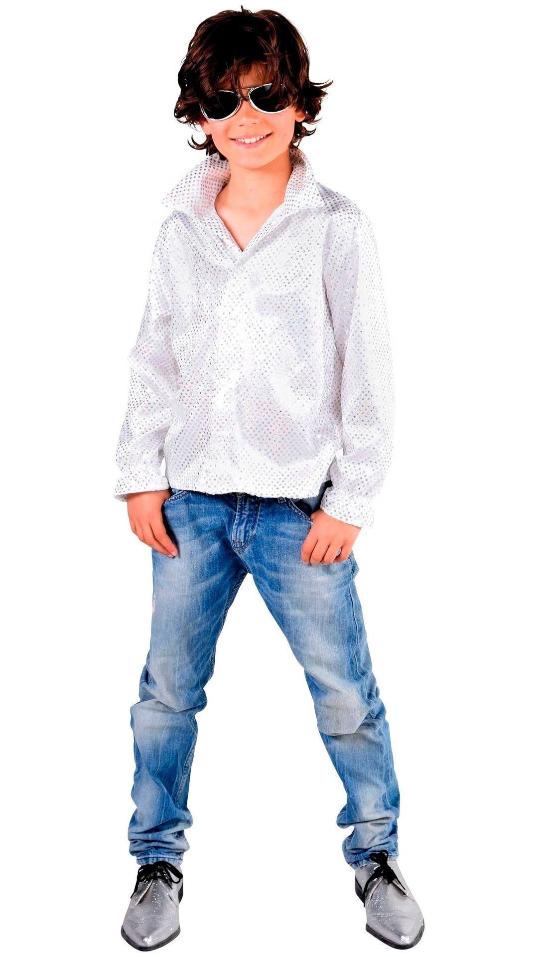 Glitter Disco Hemd Wit Jongens