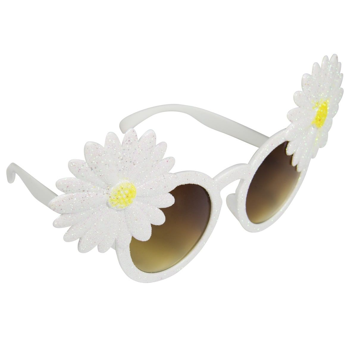 Glitter feest bril met bloemen wit