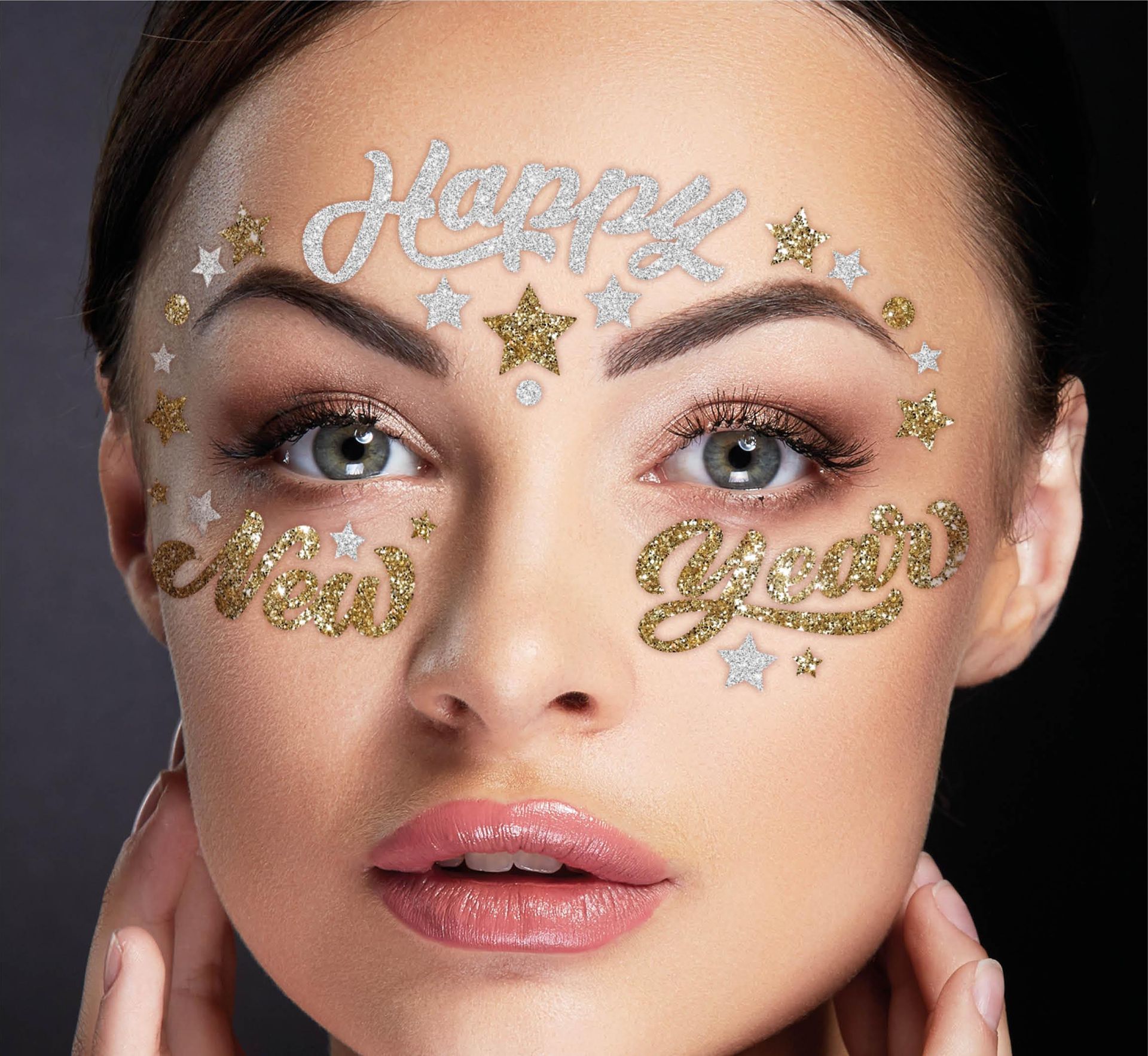 Glitter Happy New Year Gezicht Jewels