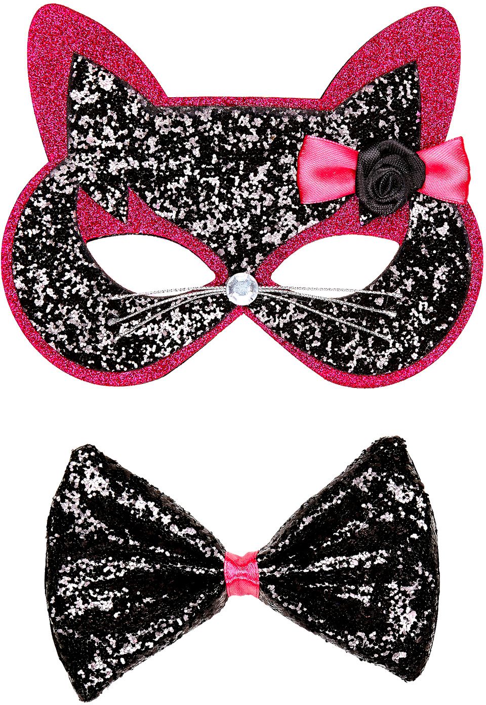 Glitter Kattenmasker en Strik