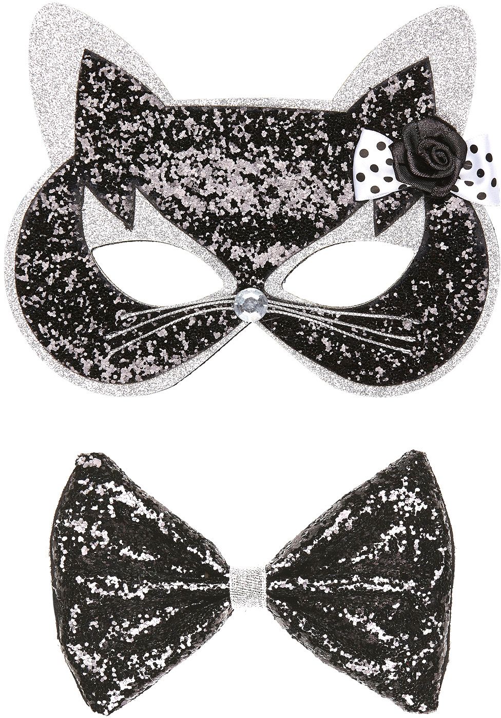 Glitter Kattenmasker en Strikje