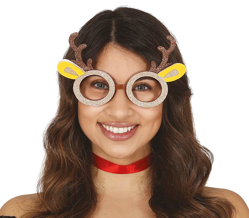 Glitter Kerst Bril Rendier