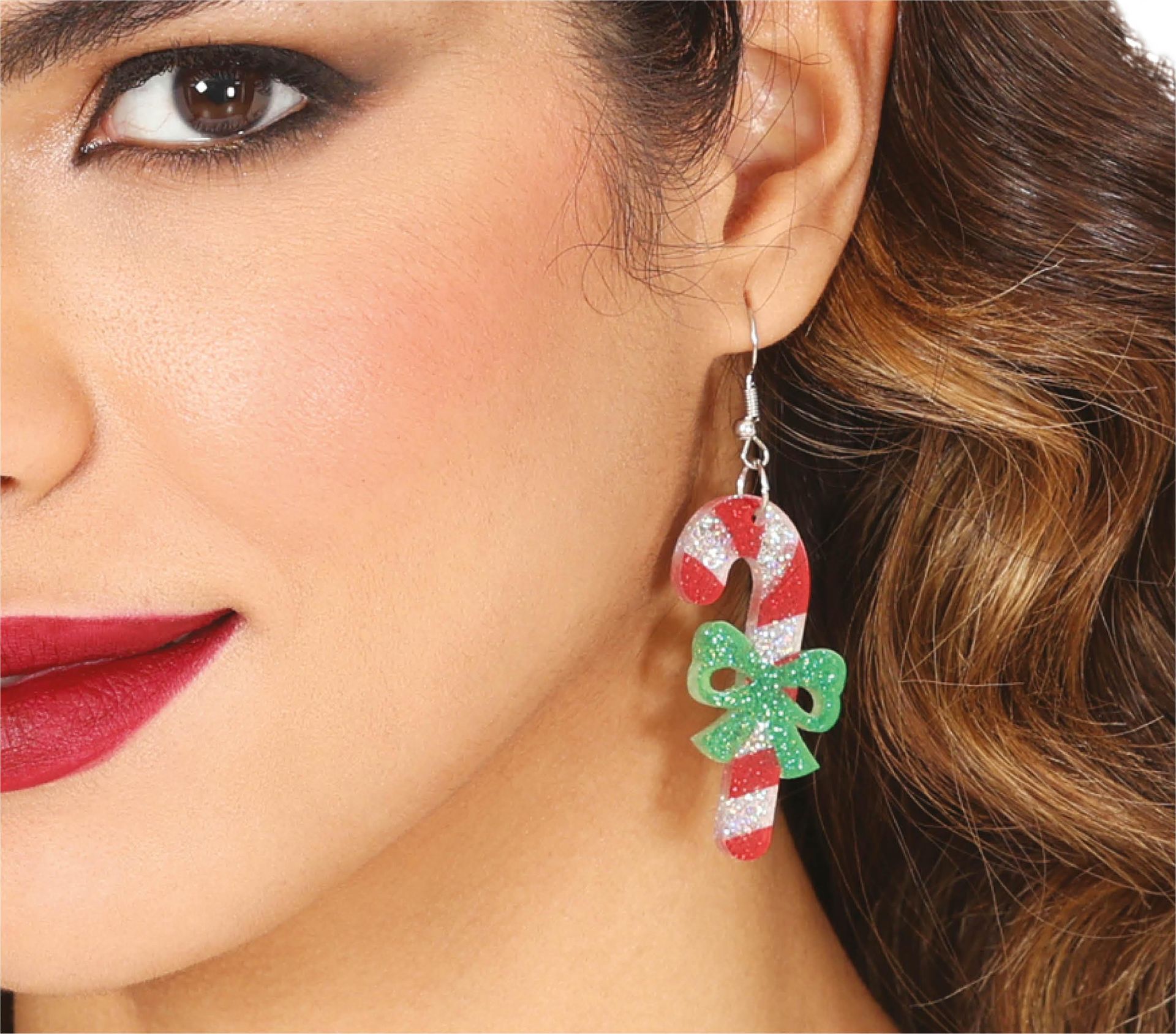 Glitter Kerst Candy Cane Oorbellen