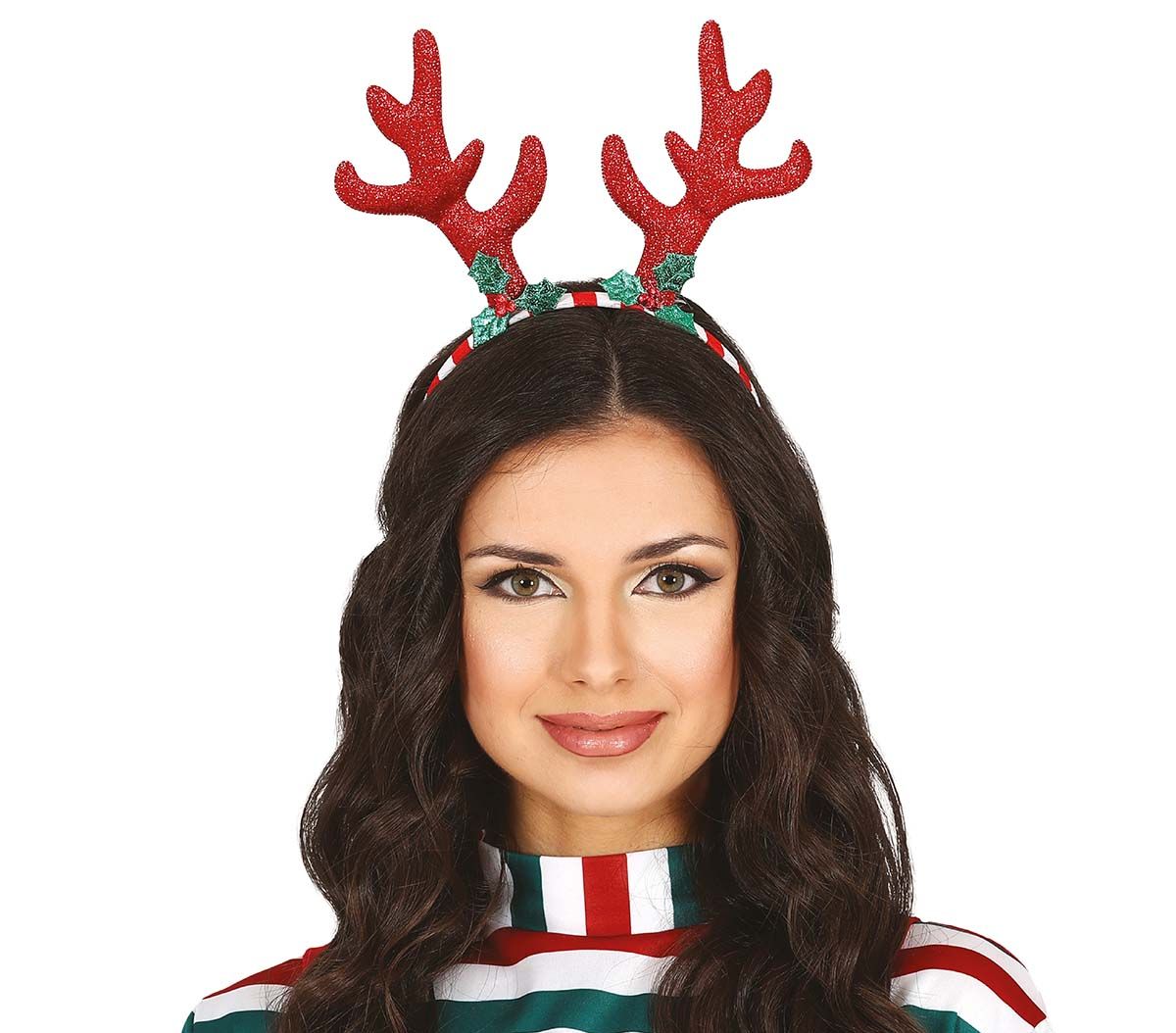 Glitter Kerst Haarband Rendier Horens Rood