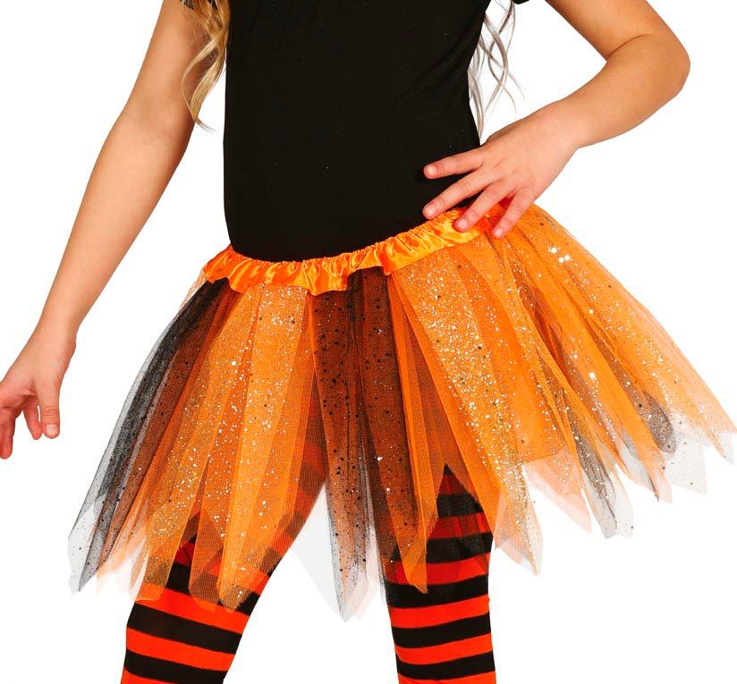 Glitter Oranje Zwarte Tutu Kind