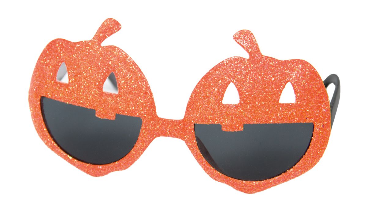 Glitter pompoen Halloween bril