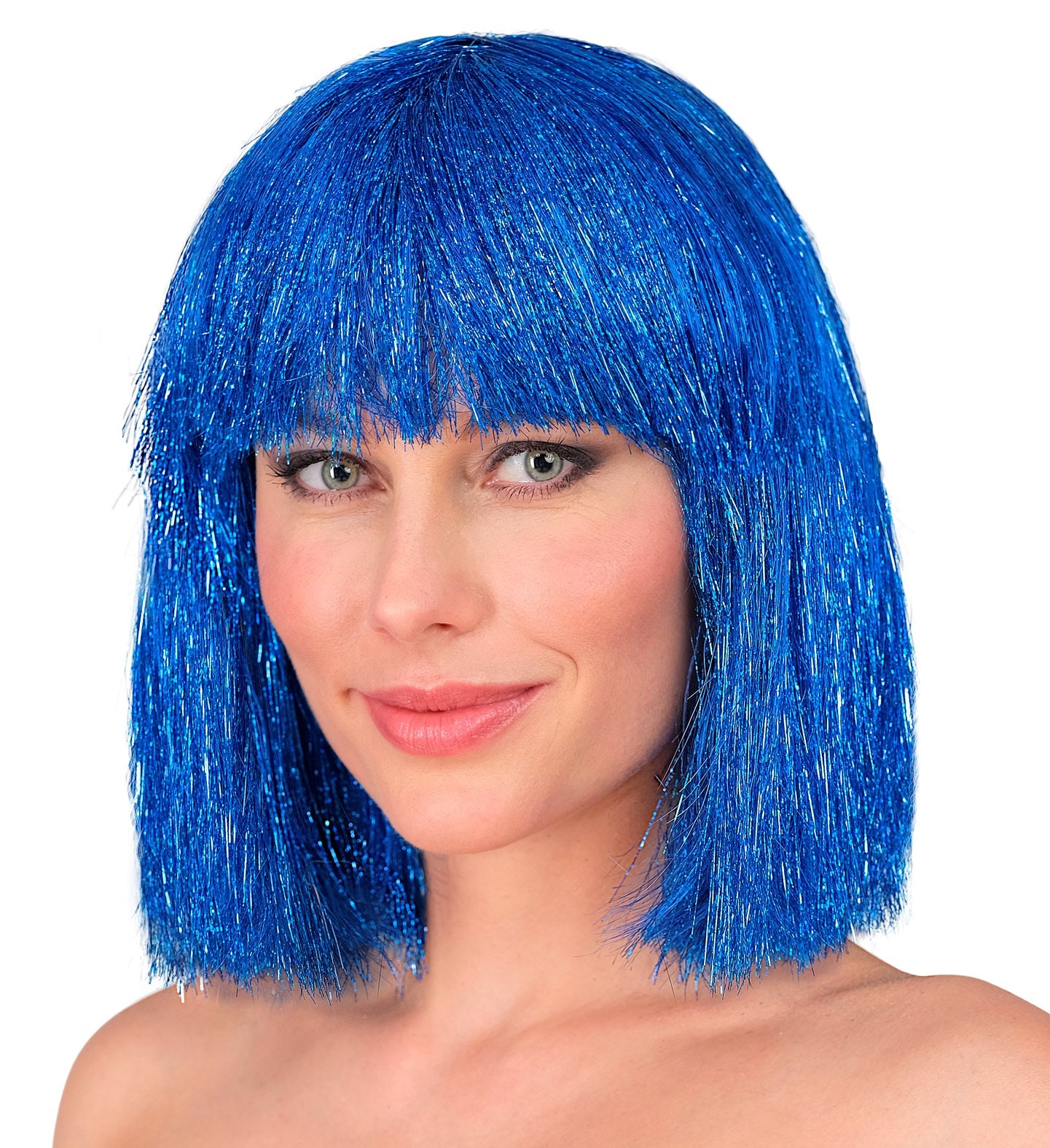 Glitter Pruik Blauw Dames Carnaval