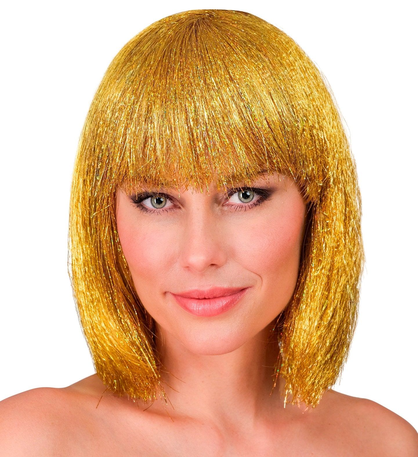 Glitter Pruik Goud Dames Carnaval