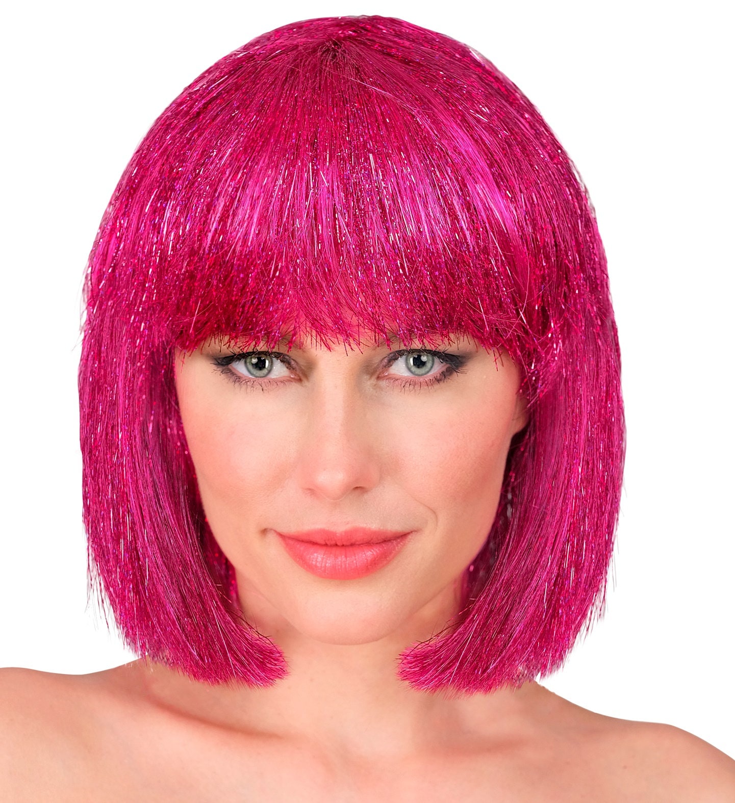Glitter Pruik Roze Dames Carnaval