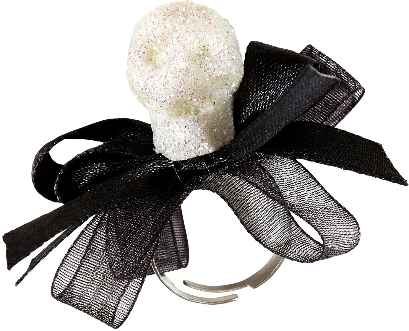 Glitter Schedel Ring met Strikje