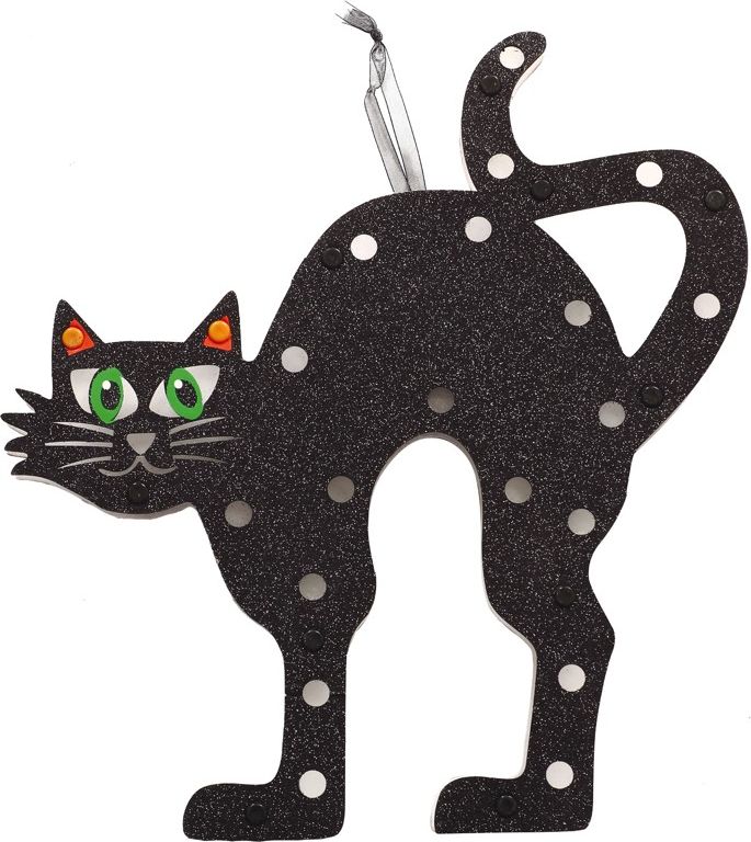 Glitter zwarte kat decoratie
