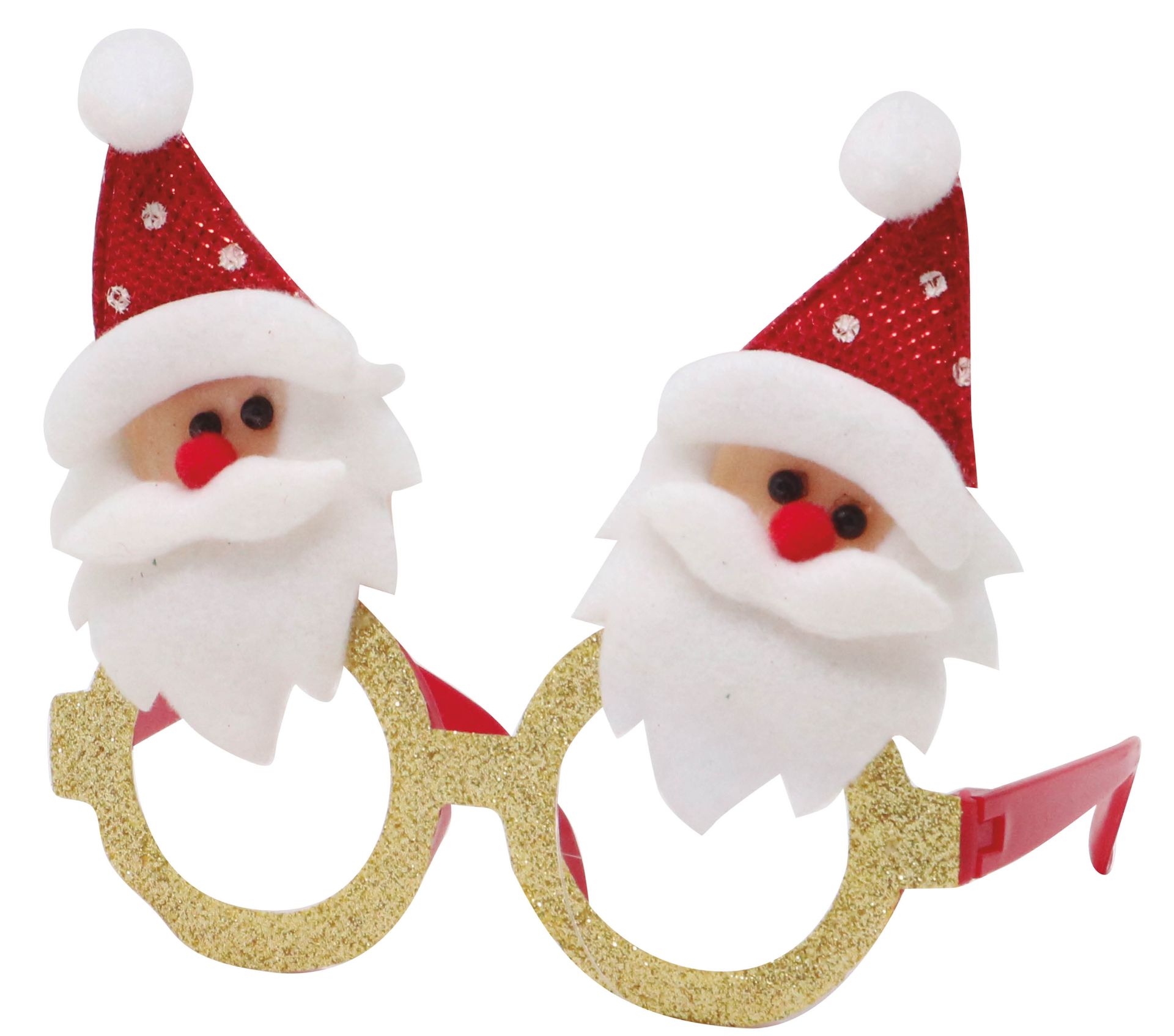 Glitterende Gouden Bril met Kerstman Design