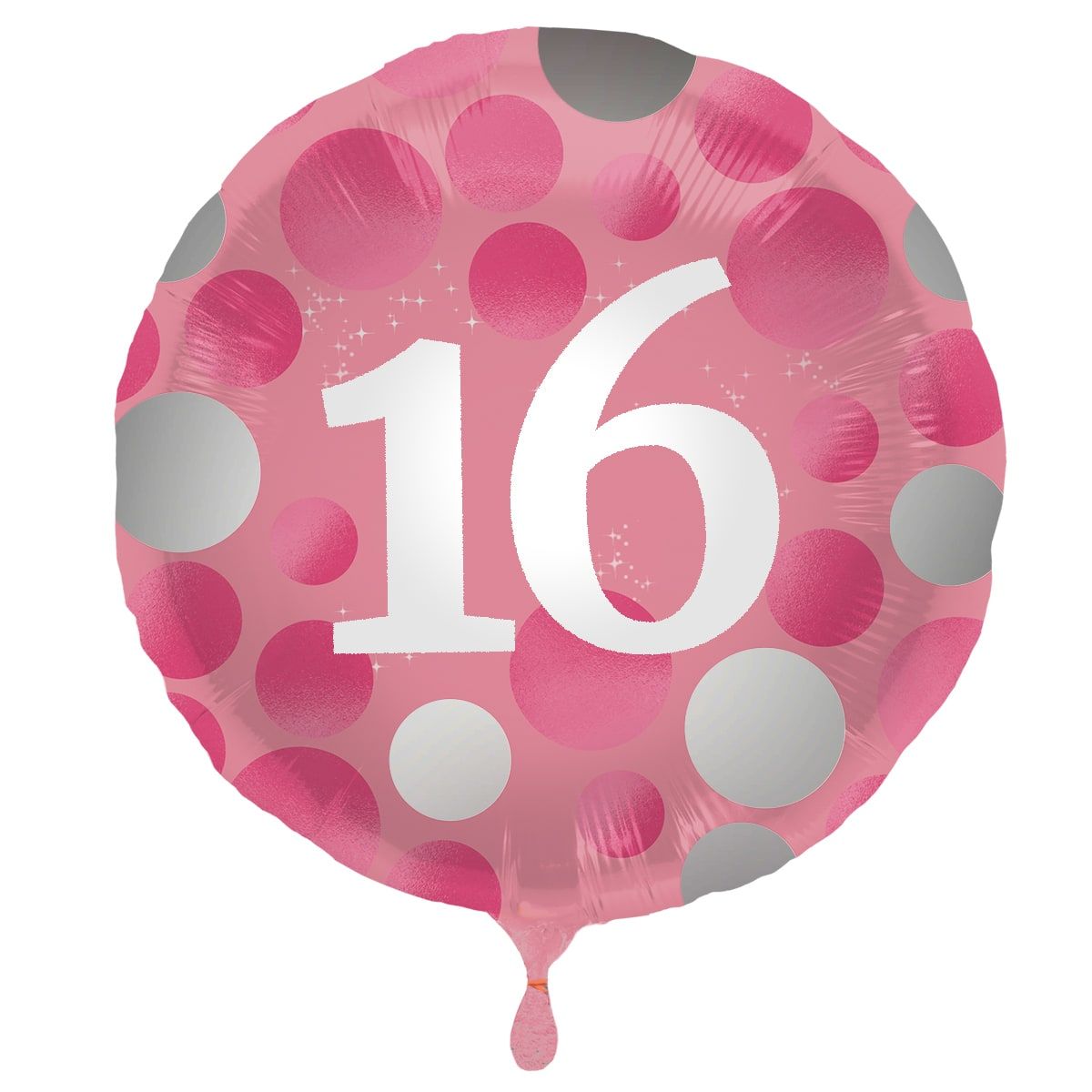Glossy verjaardag 16 folieballon roze