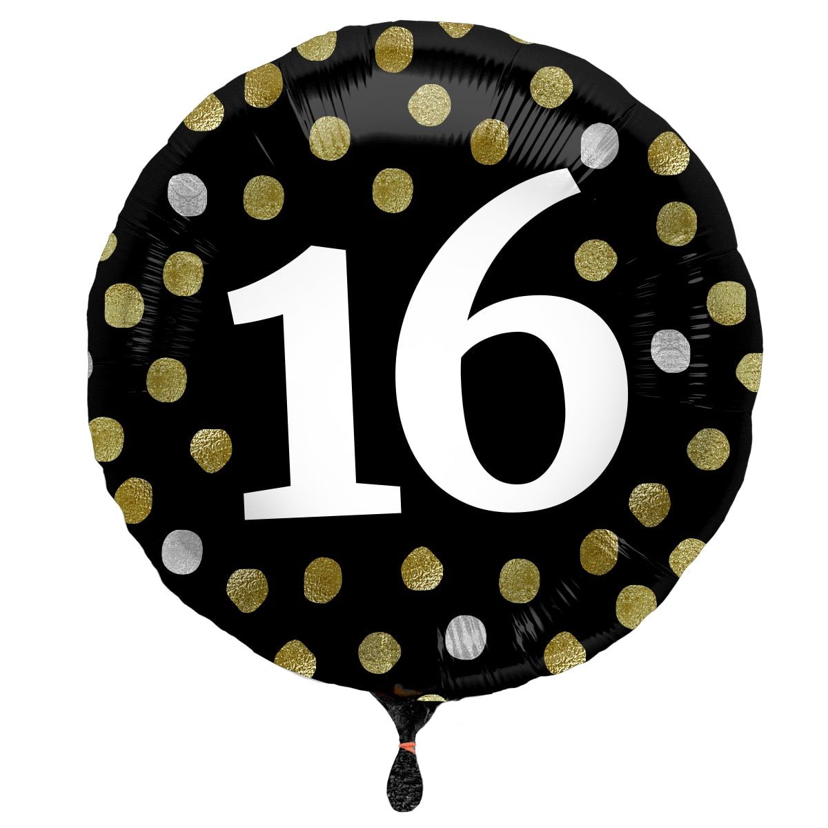 Glossy verjaardag 16 folieballon zwart
