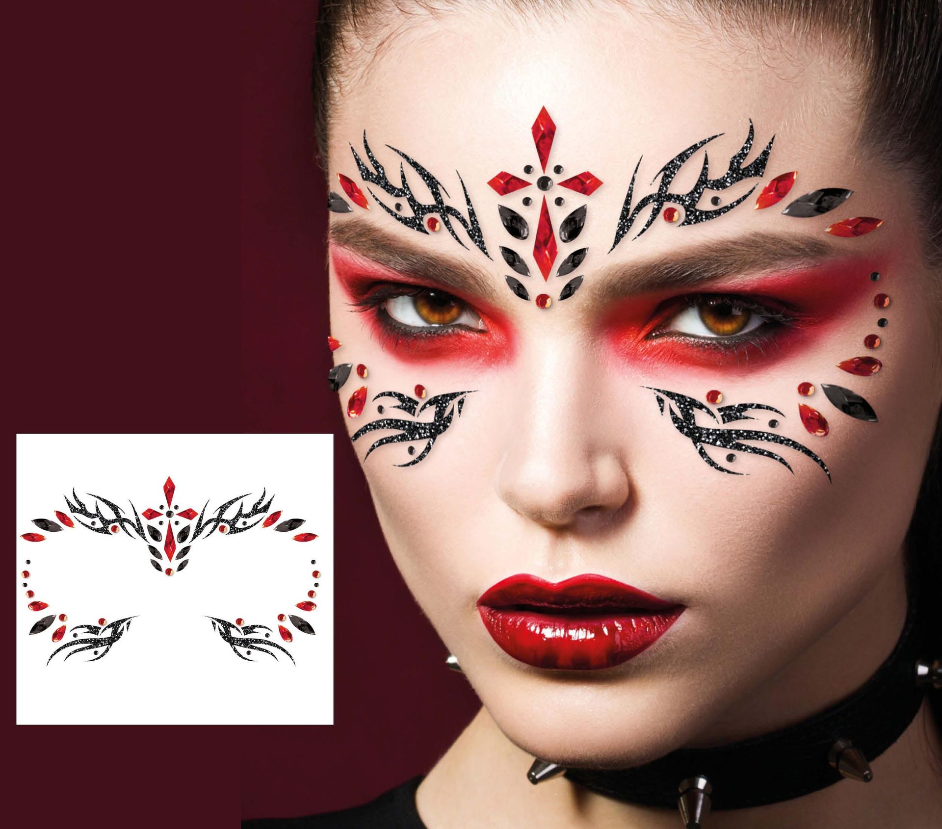 Gothic Roodzwarte Gezichtsjuwelen