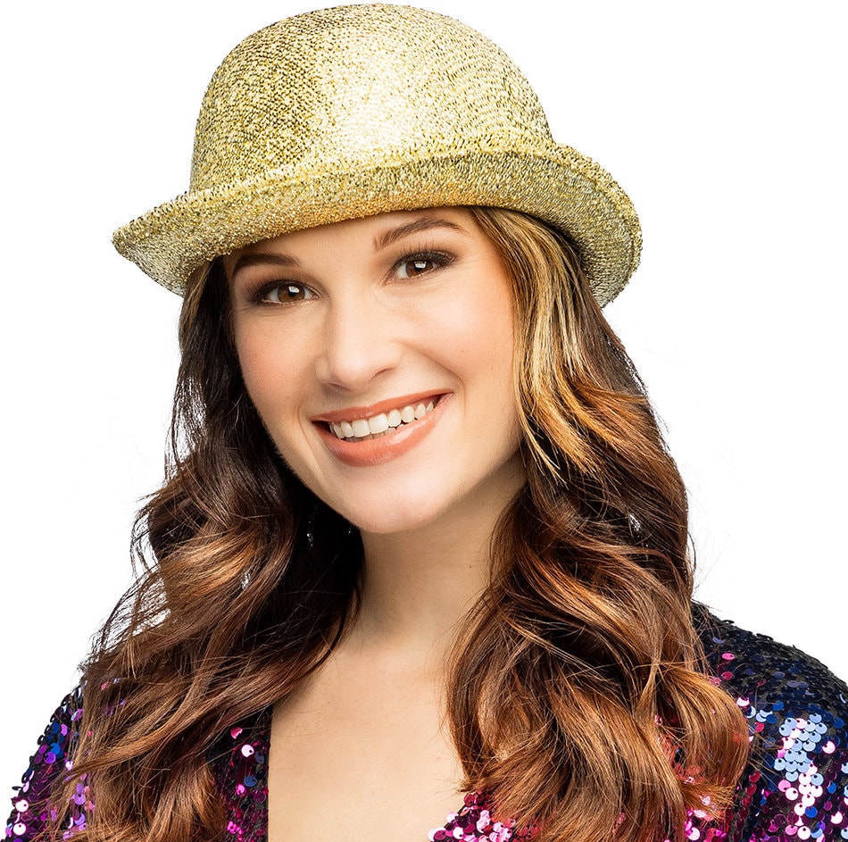 Goud Gele Bolhoed met Glitters