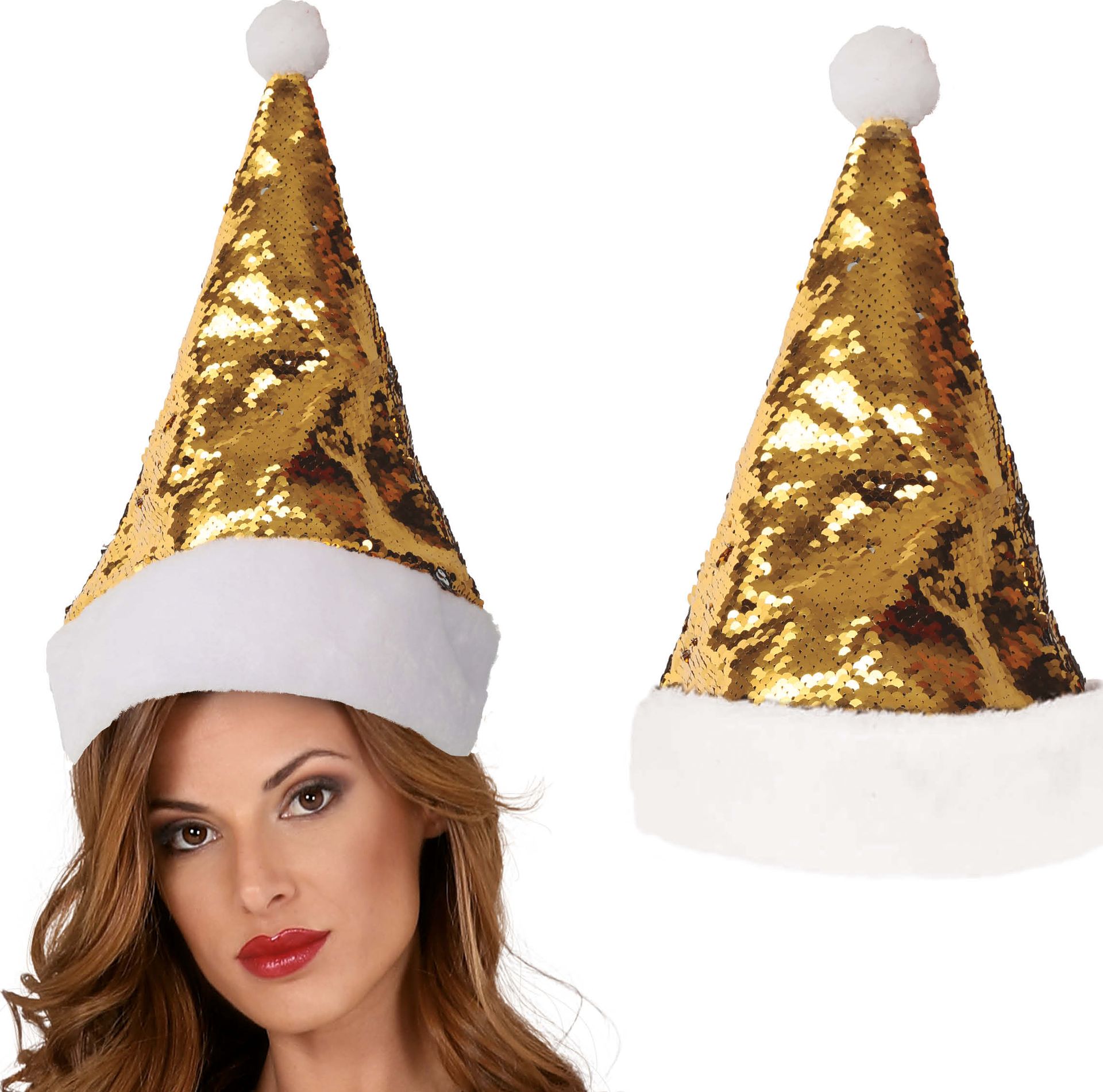 Goud Zilver Kerstmuts Pailletten Omkeerbaar