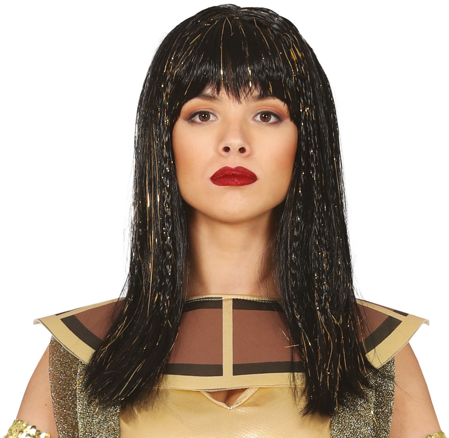 Goud zwarte Cleopatra pruik