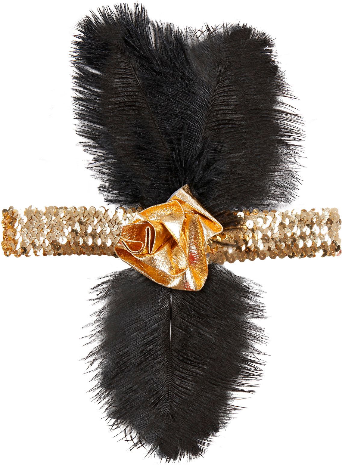 Gouden Charleston Hoofdband met Bloem en Veren