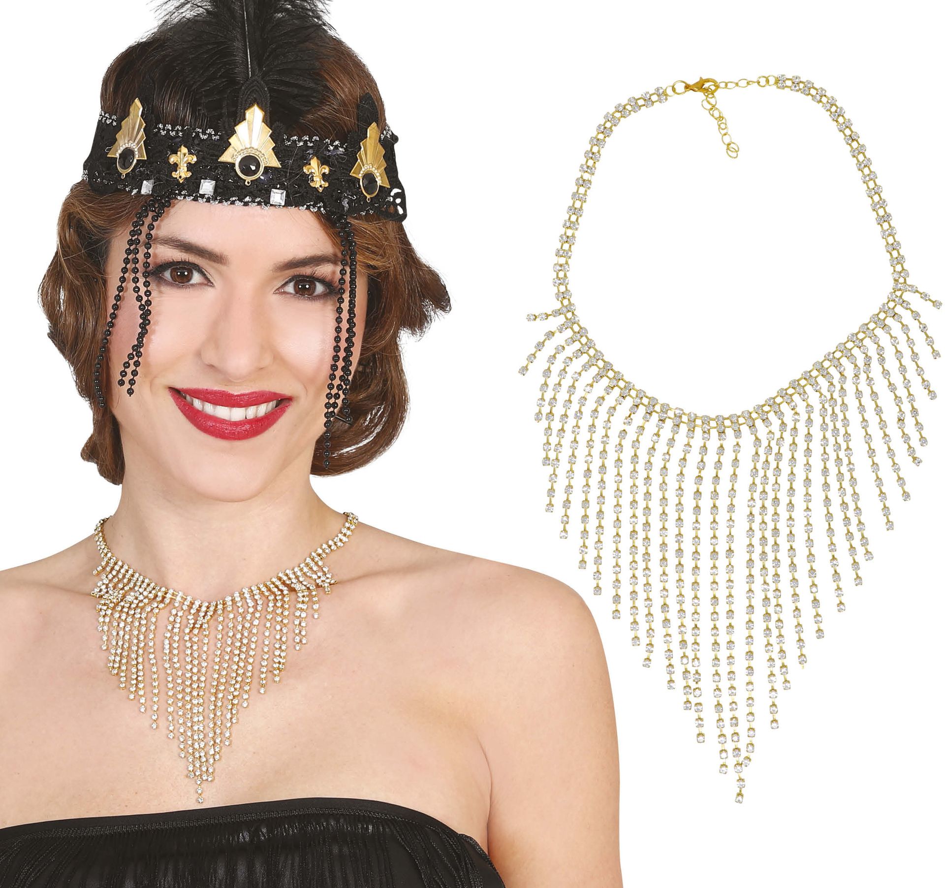 Gouden Diamanten Halsketting Charleston 20's