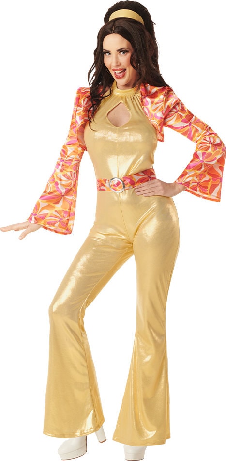 Gouden Disco Funky Jumpsuit 70s Dames