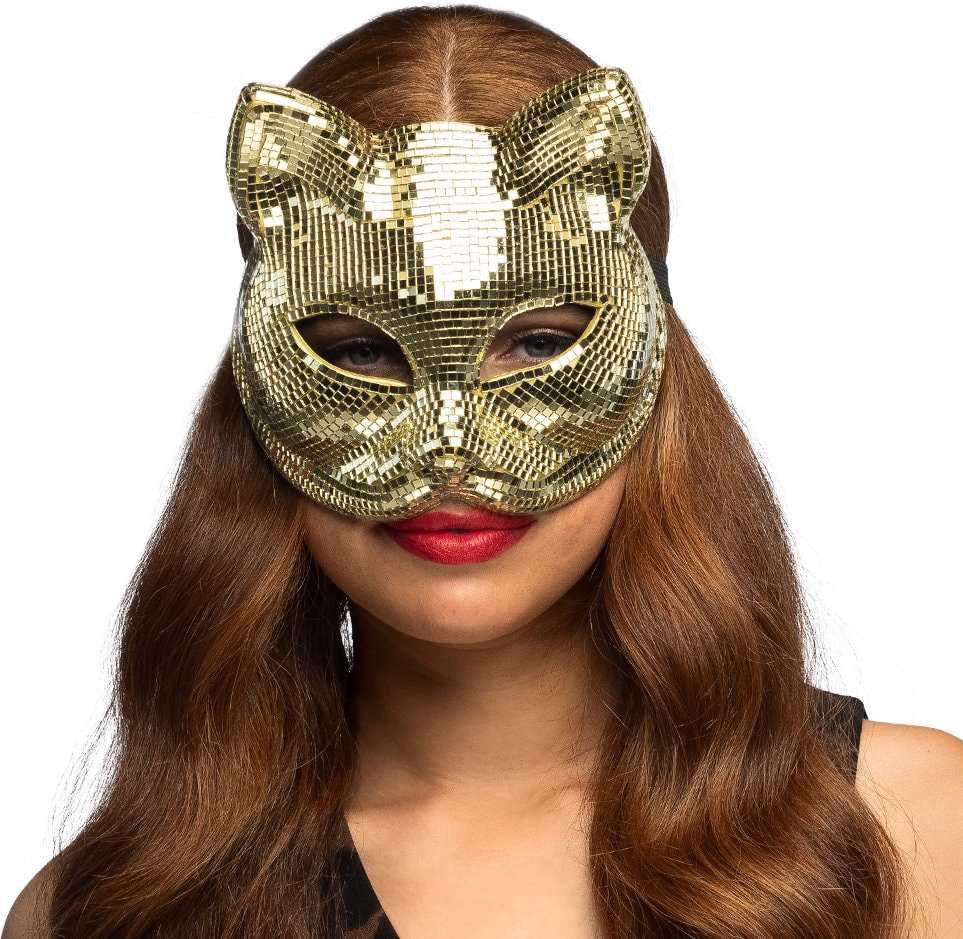 Gouden Disco Kat Masker