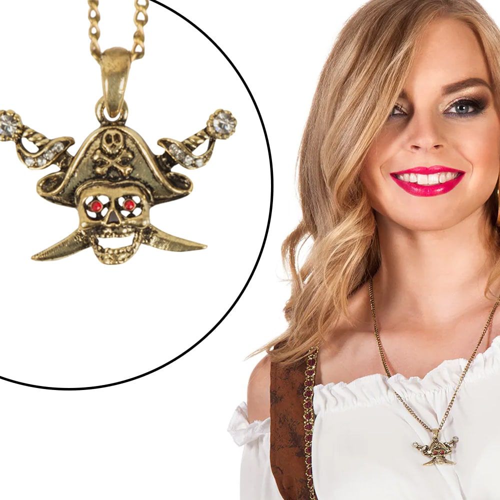 Gouden Doodskop Piraat Ketting