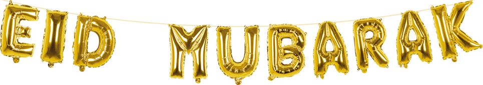 Gouden 'Eid Mubarak' Folieballonslinger Groot 5M