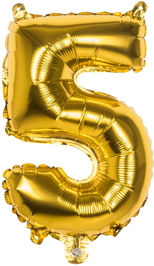 Gouden folieballon cijfer 5